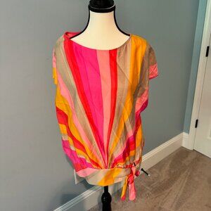 Colorful striped tie in front blouse